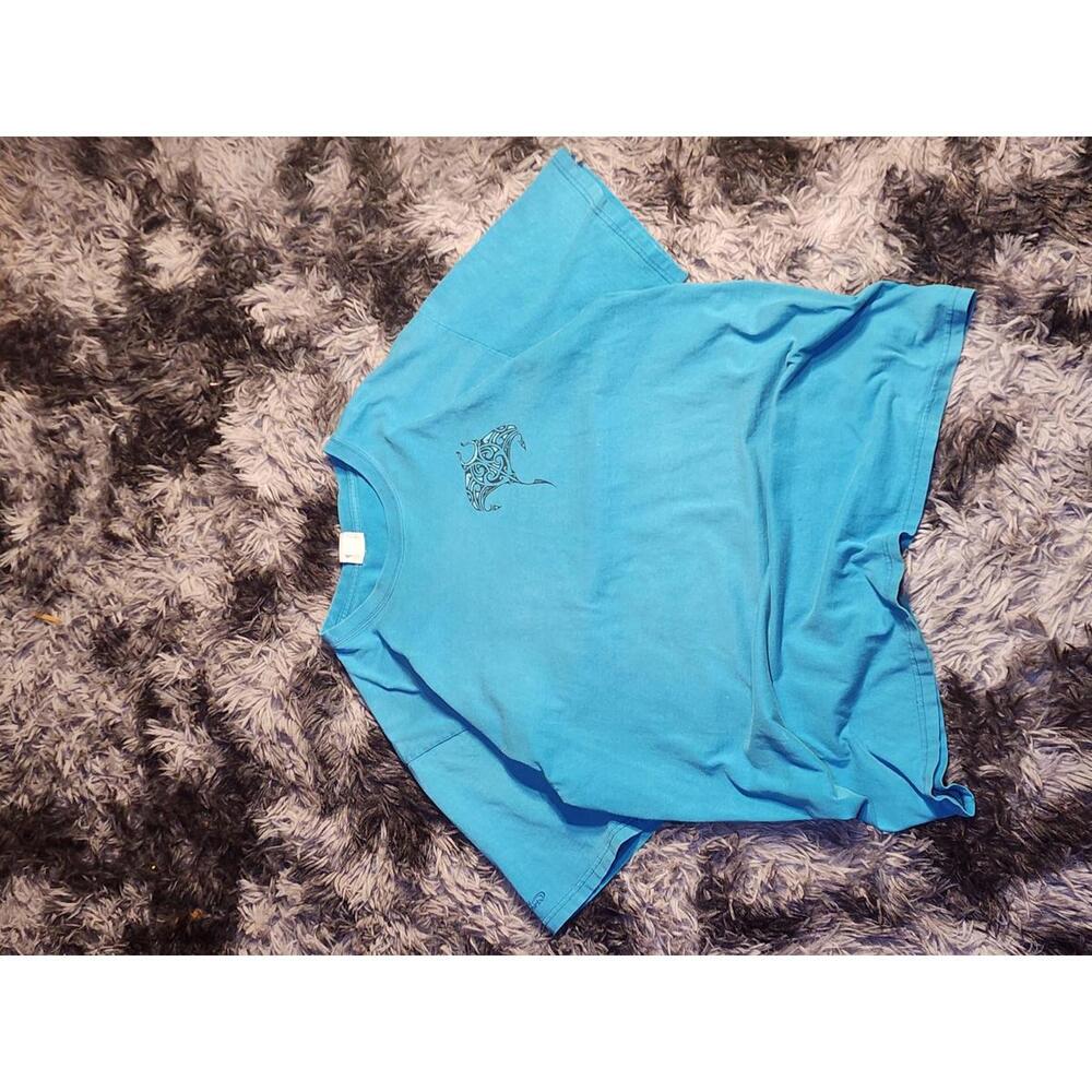Crazy Shirts Hawaii Stingray Tribal Streetwear Short Sleeve Shirt Large Blue